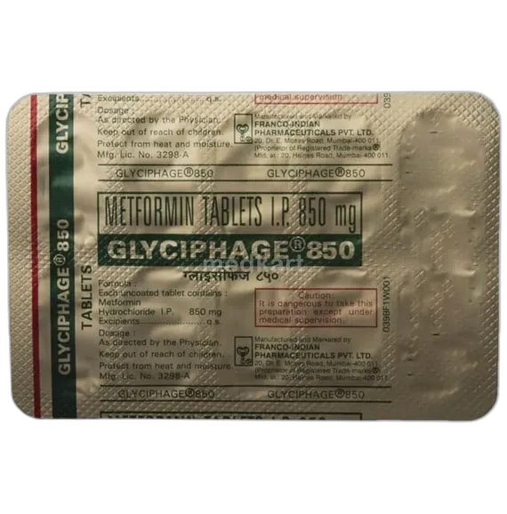 glyciphage 850mg tablet 10's